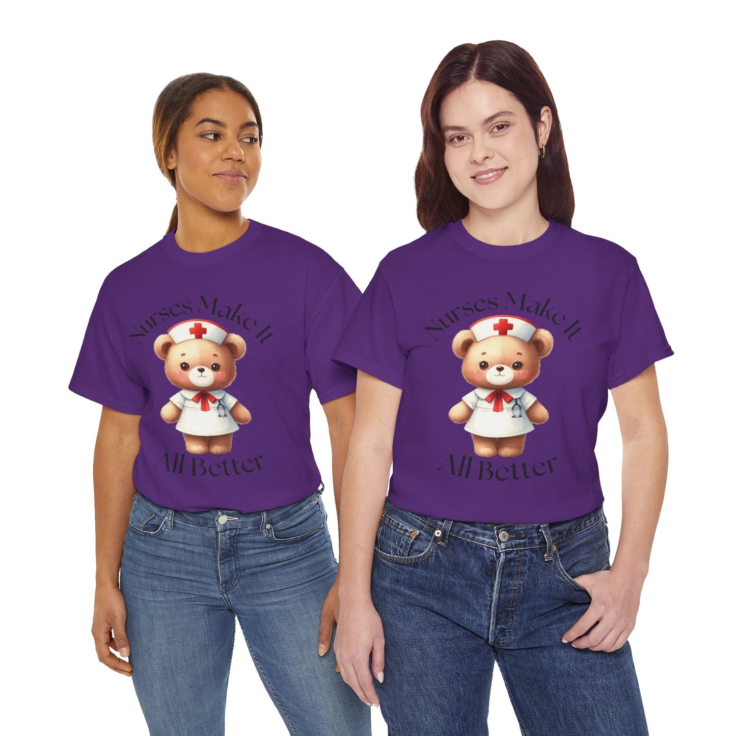 Nurse Appreciation Teddy Bear Tee - Unisex Heavy Cotton T-Shirt