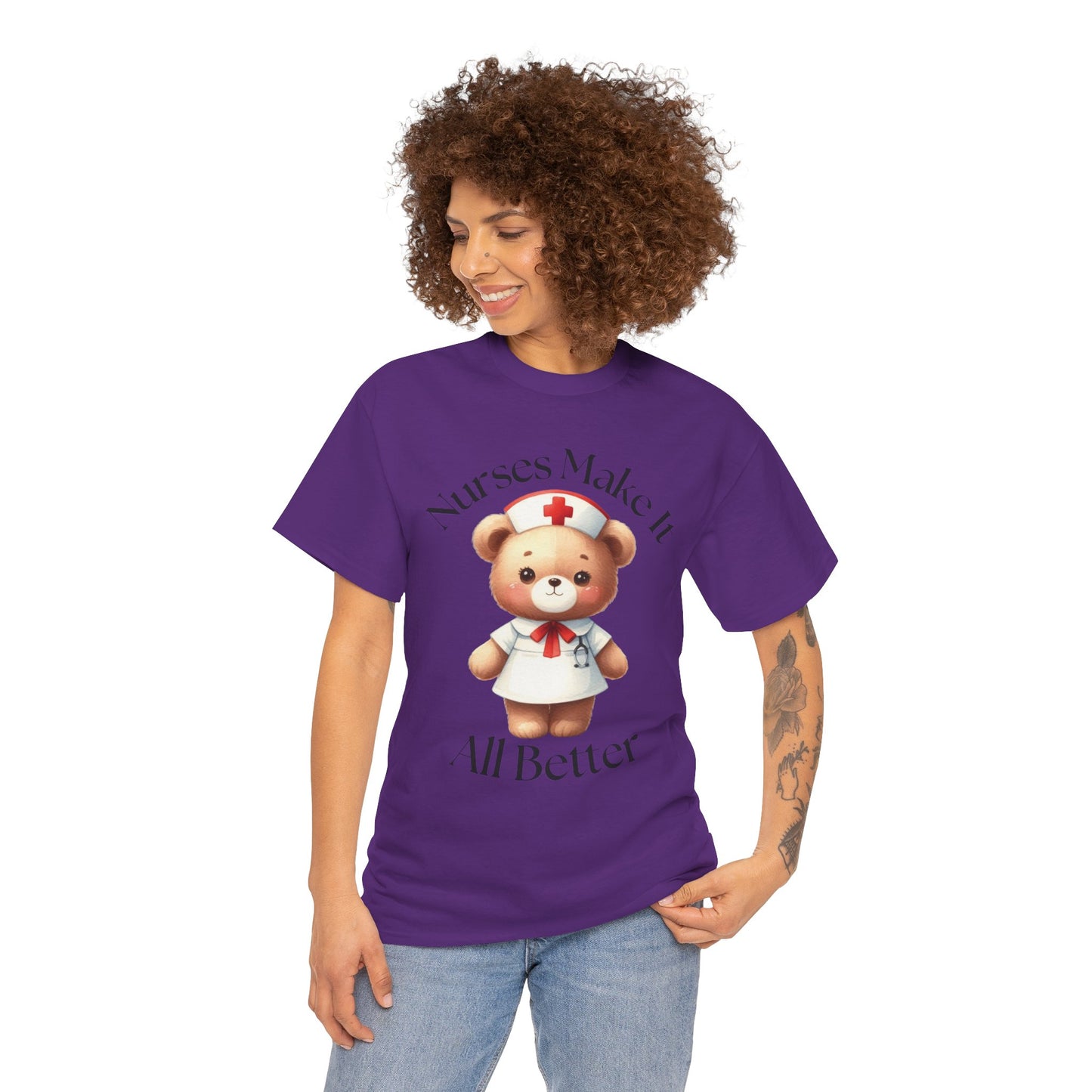 Nurse Appreciation Teddy Bear Tee - Unisex Heavy Cotton T-Shirt