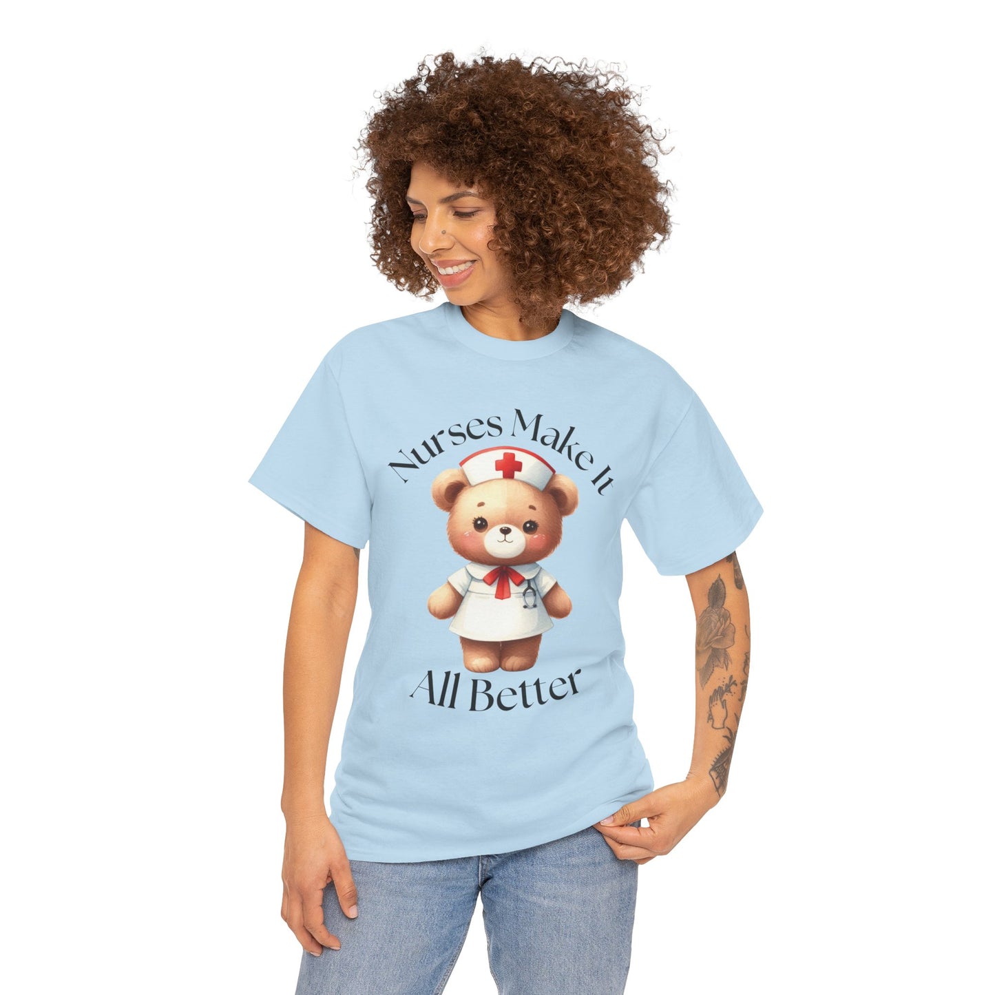 Nurse Appreciation Teddy Bear Tee - Unisex Heavy Cotton T-Shirt
