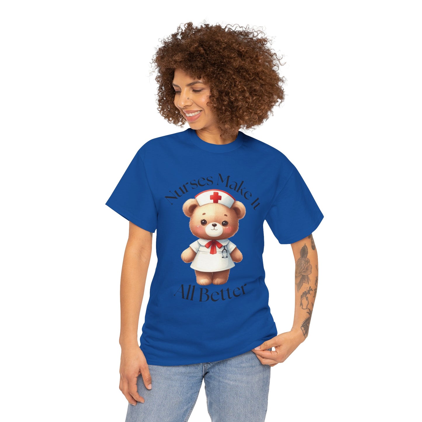 Nurse Appreciation Teddy Bear Tee - Unisex Heavy Cotton T-Shirt