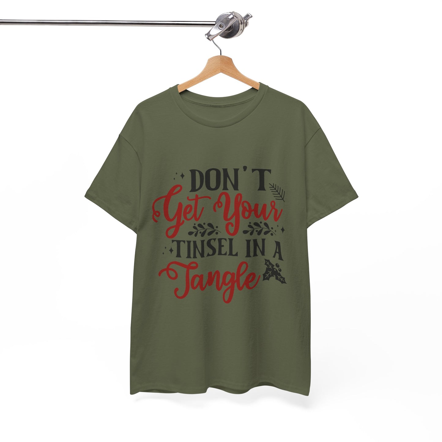 Festive Unisex Cotton Tee - "Don't Get Your Tinsel in a Tangle"