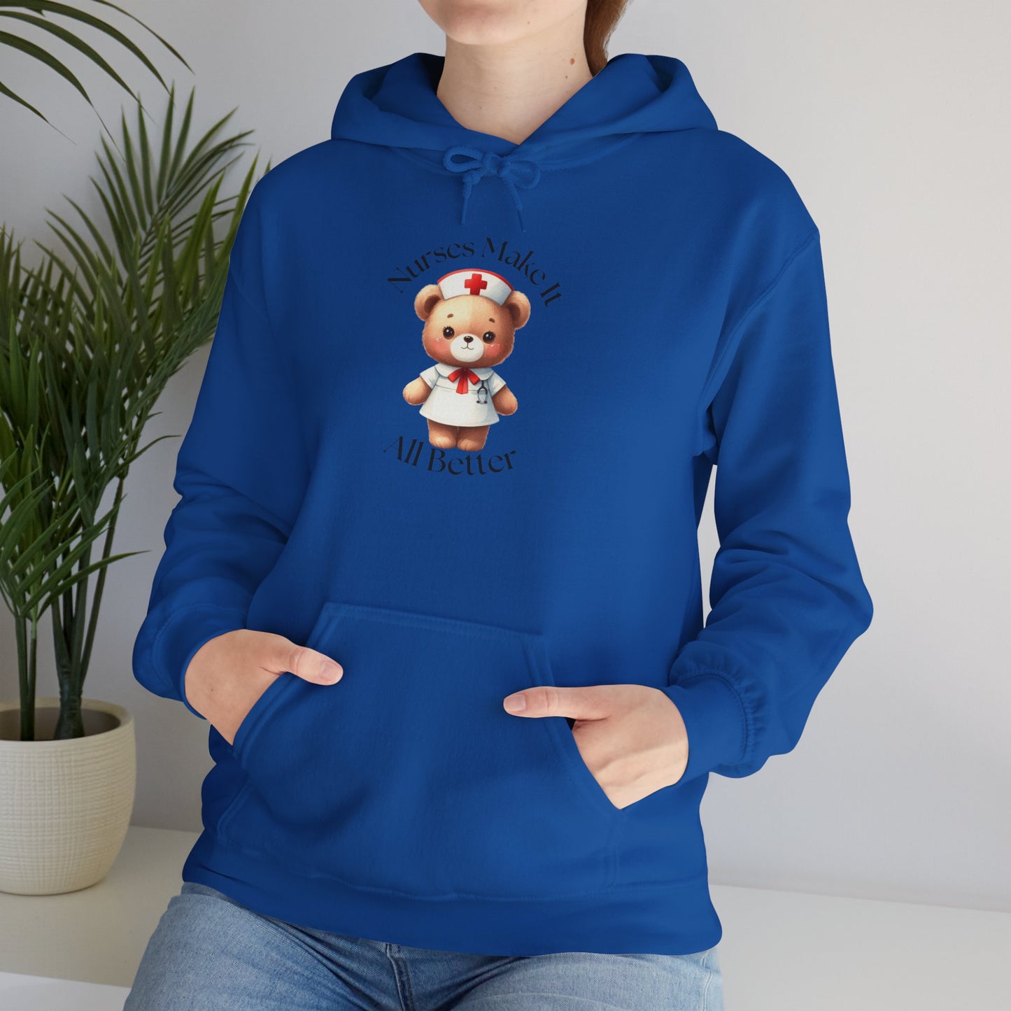 Bear Nurse Hoodie – 'Nurse Makes It All Better' Cute Medical Gift Sweatshirt