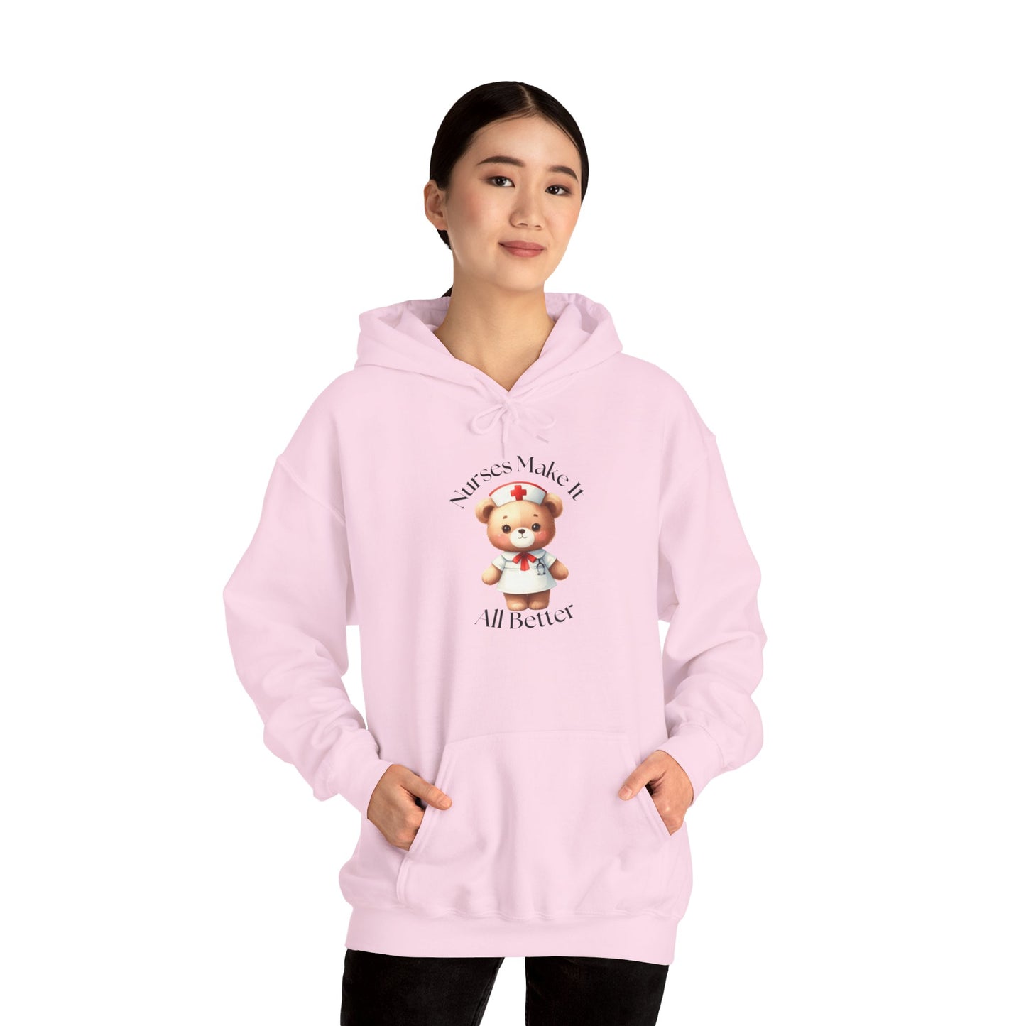Bear Nurse Hoodie – 'Nurse Makes It All Better' Cute Medical Gift Sweatshirt