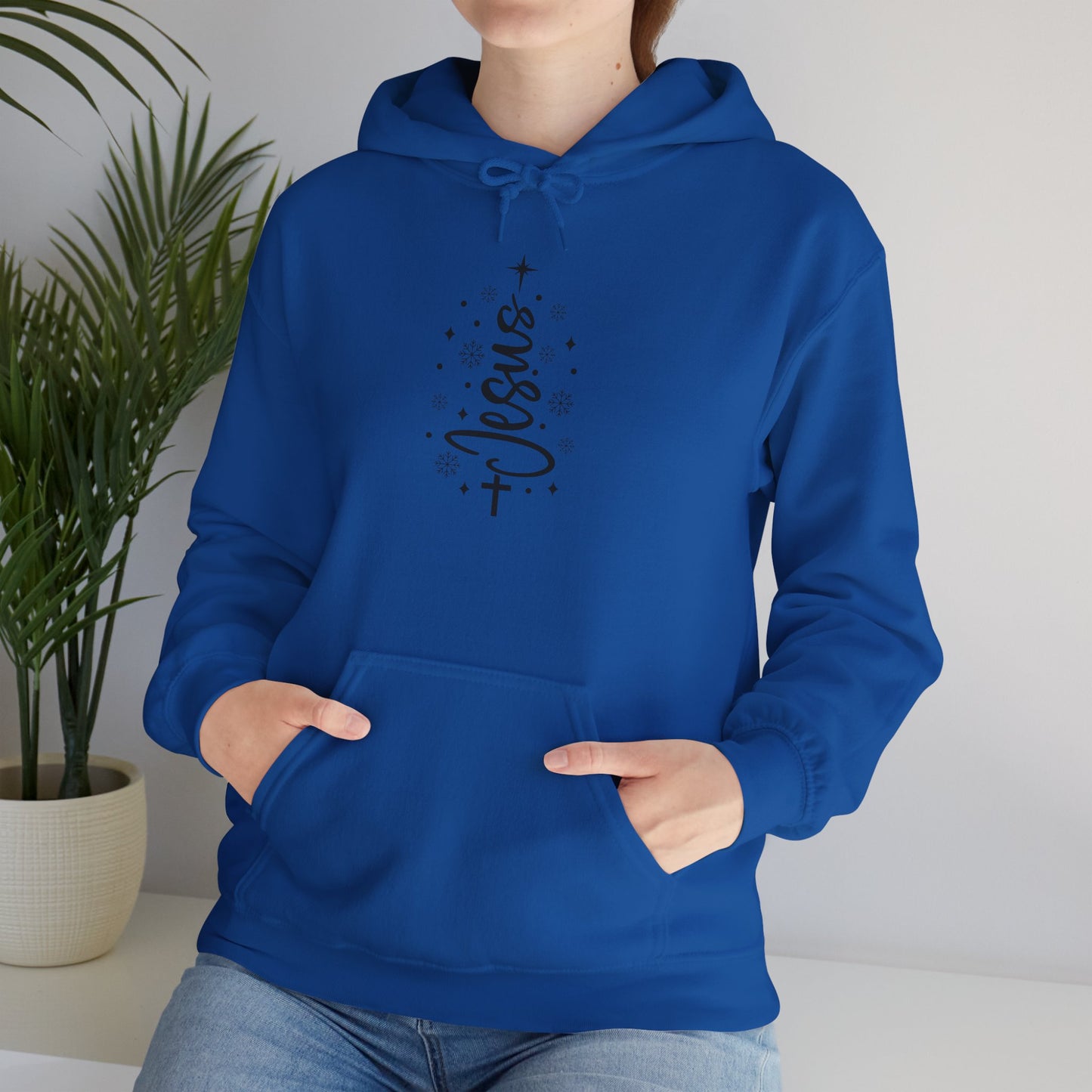 Jesus Script Cross Hoodie — Faith-Inspired Christian Pullover