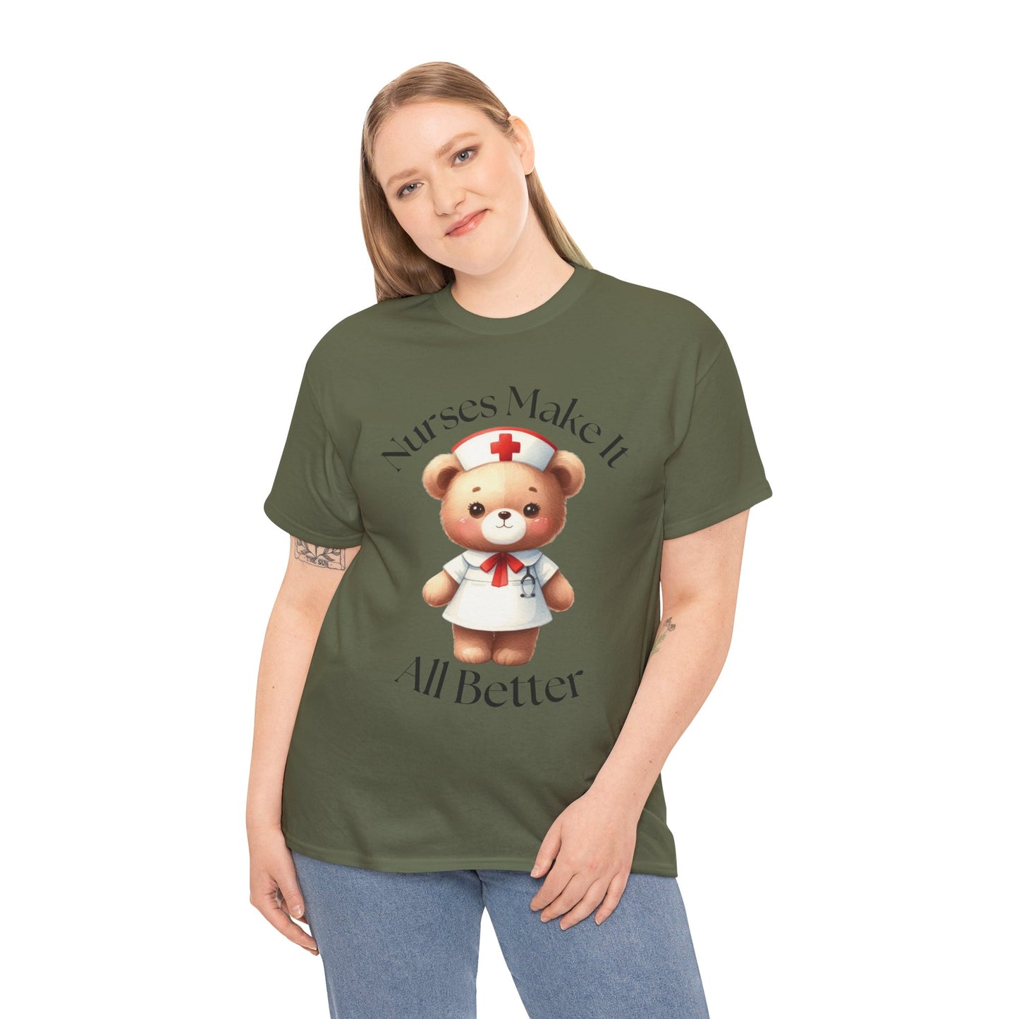 Nurse Appreciation Teddy Bear Tee - Unisex Heavy Cotton T-Shirt