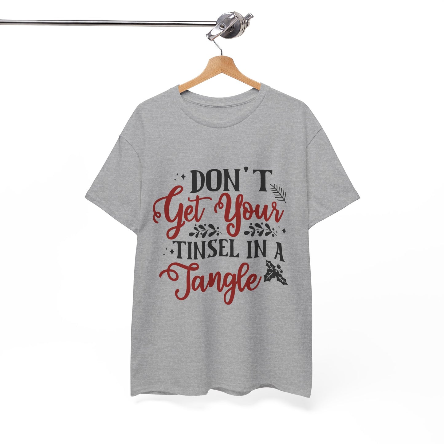 Festive Unisex Cotton Tee - "Don't Get Your Tinsel in a Tangle"