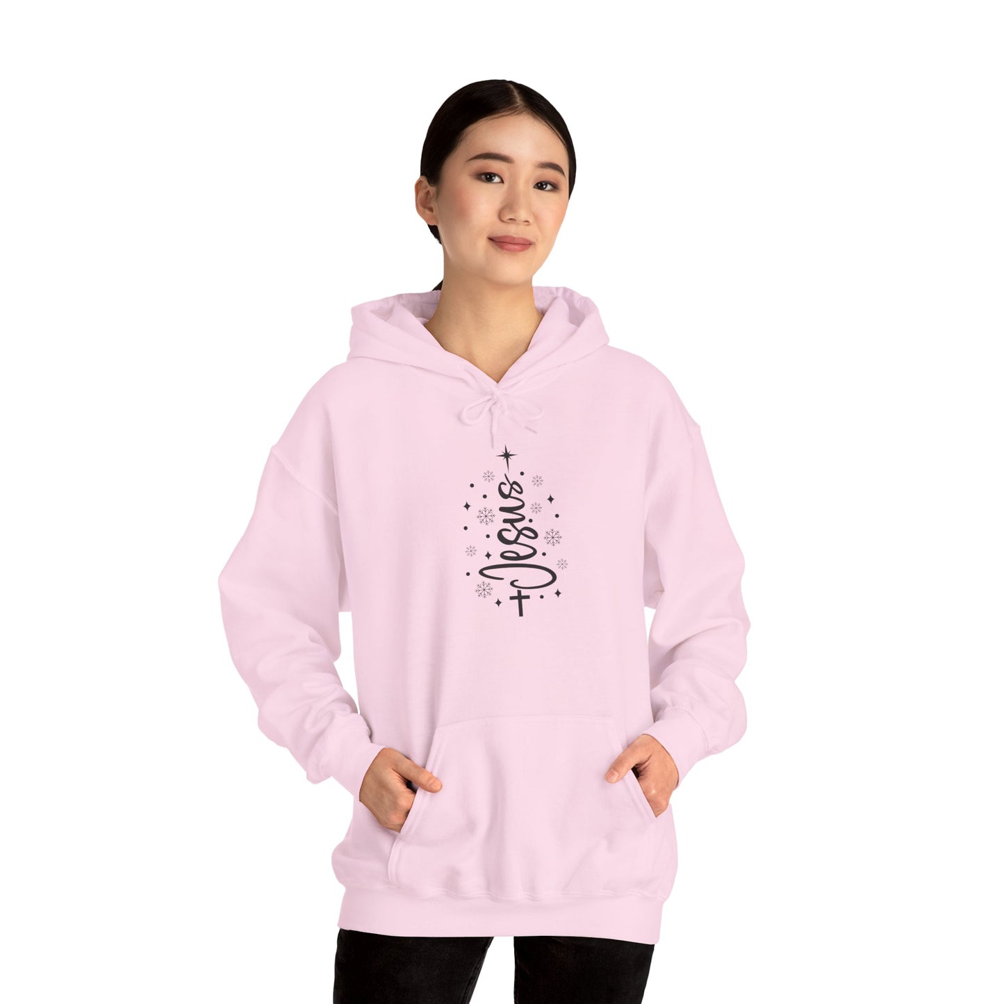 Jesus Script Cross Hoodie — Faith-Inspired Christian Pullover