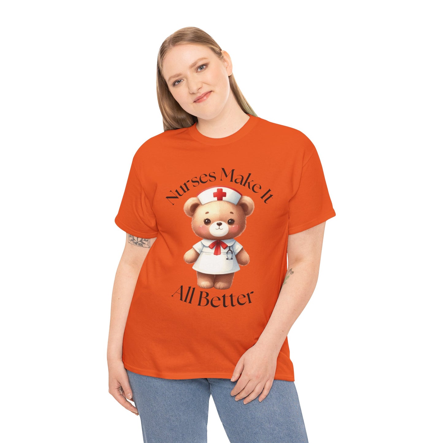 Nurse Appreciation Teddy Bear Tee - Unisex Heavy Cotton T-Shirt