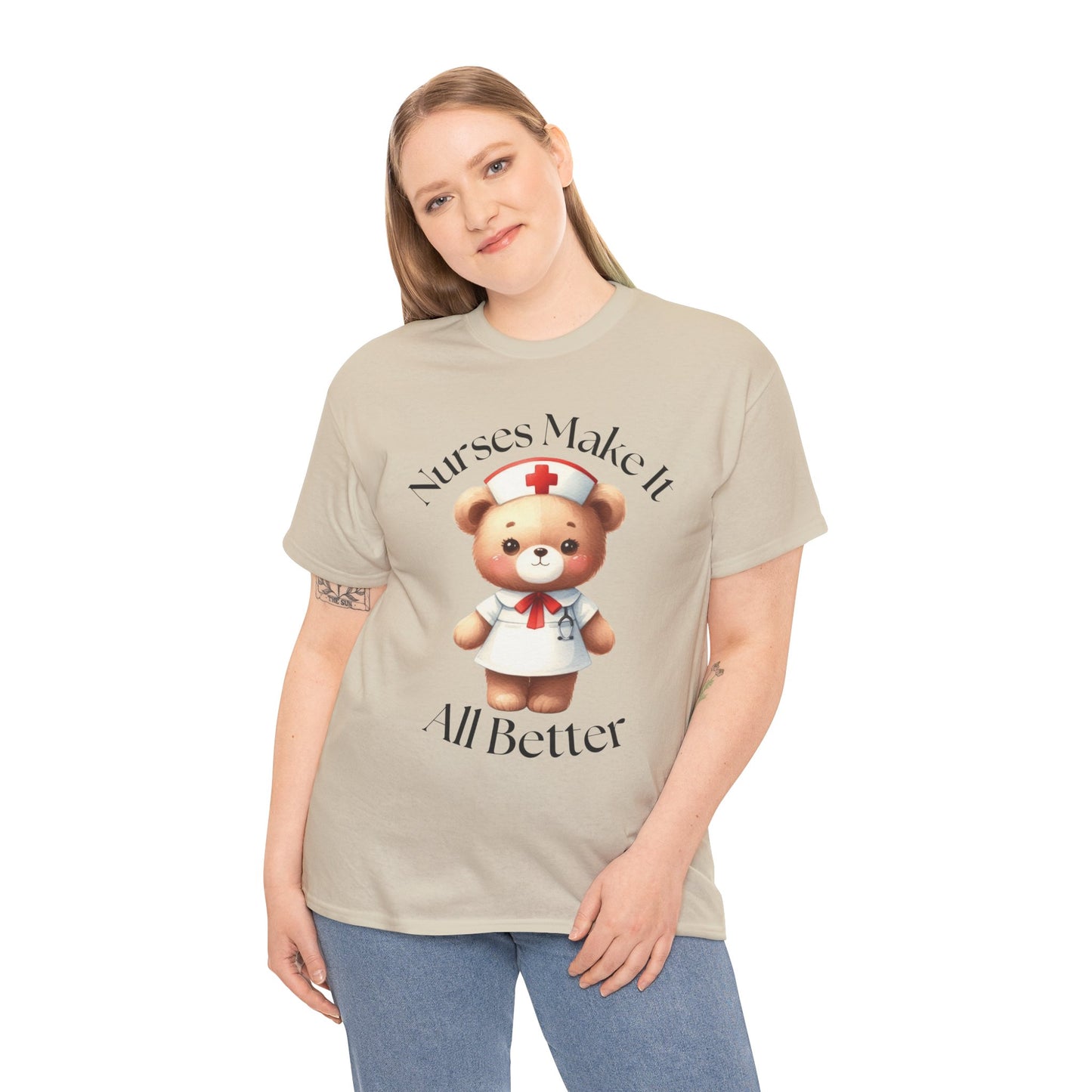 Nurse Appreciation Teddy Bear Tee - Unisex Heavy Cotton T-Shirt