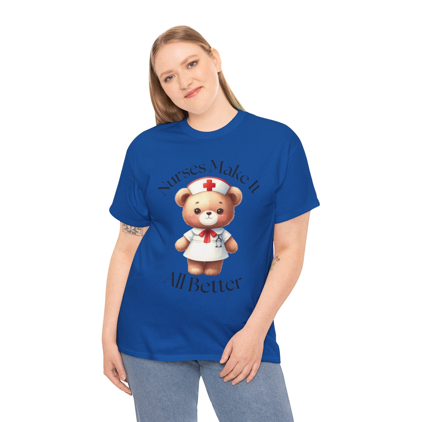 Nurse Appreciation Teddy Bear Tee - Unisex Heavy Cotton T-Shirt