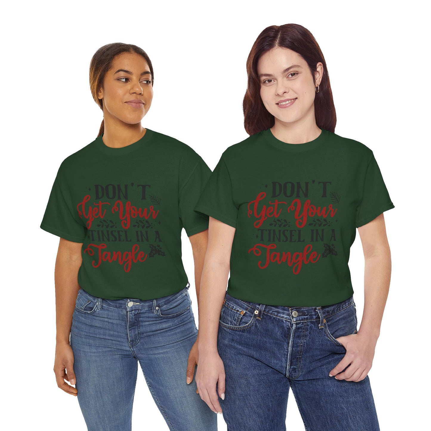 Festive Unisex Cotton Tee - "Don't Get Your Tinsel in a Tangle"