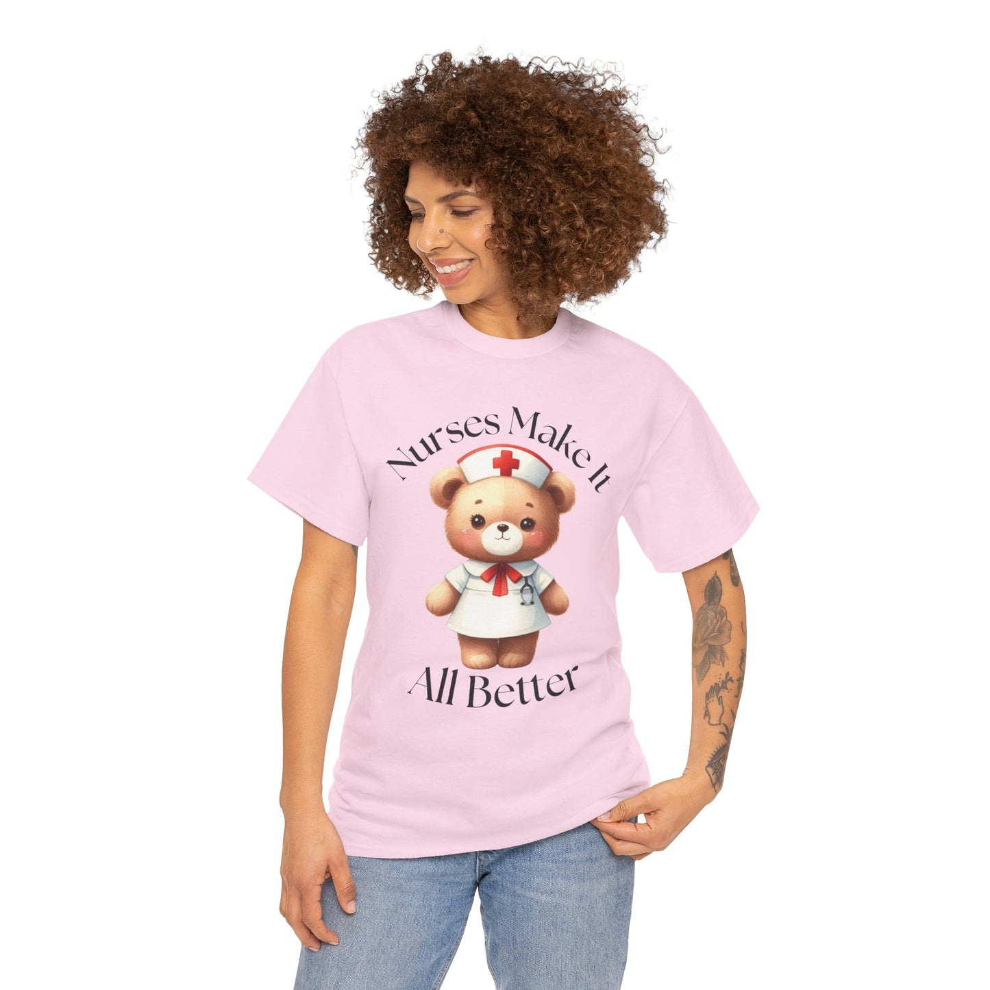 Nurse Appreciation Teddy Bear Tee - Unisex Heavy Cotton T-Shirt