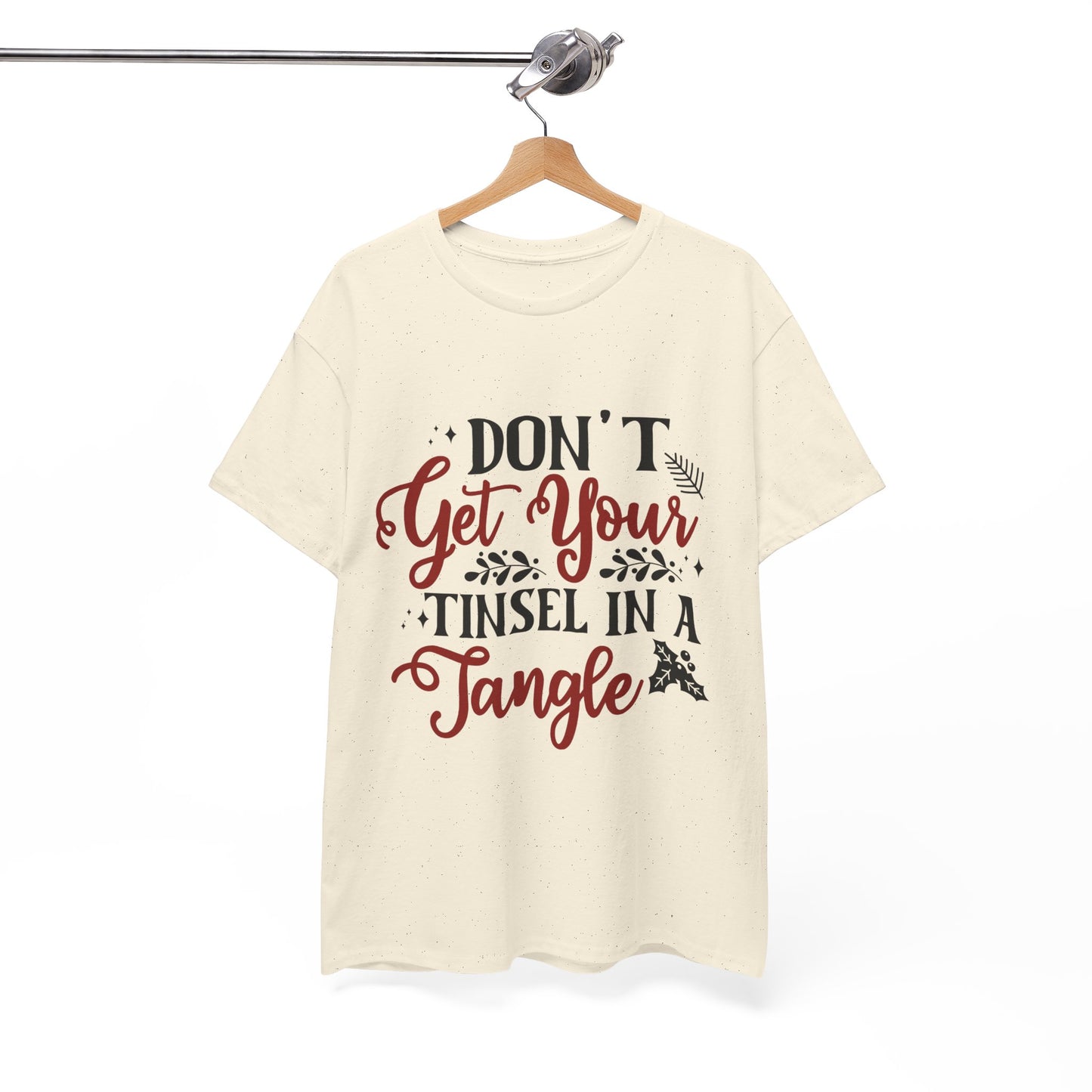 Festive Unisex Cotton Tee - "Don't Get Your Tinsel in a Tangle"