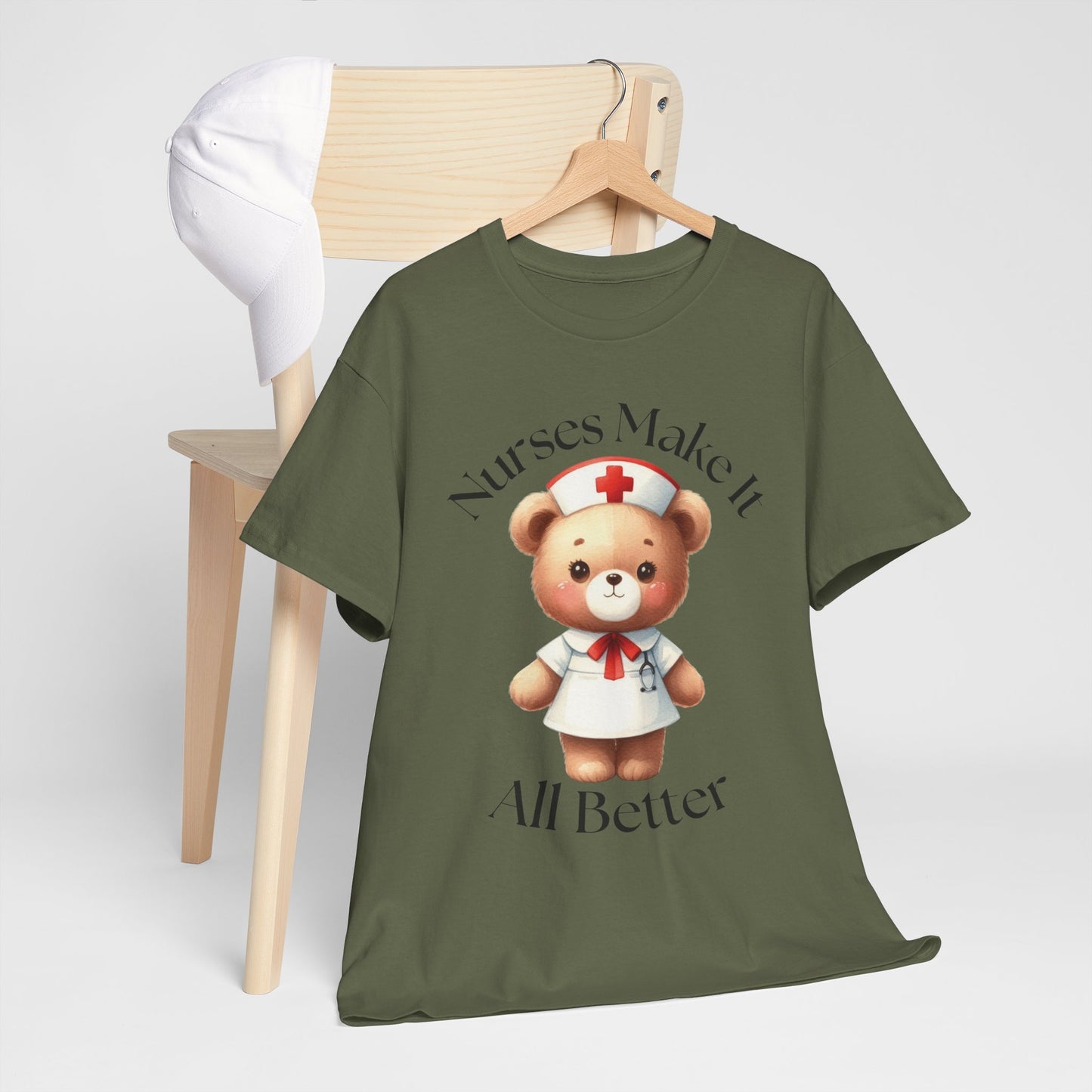 Nurse Appreciation Teddy Bear Tee - Unisex Heavy Cotton T-Shirt