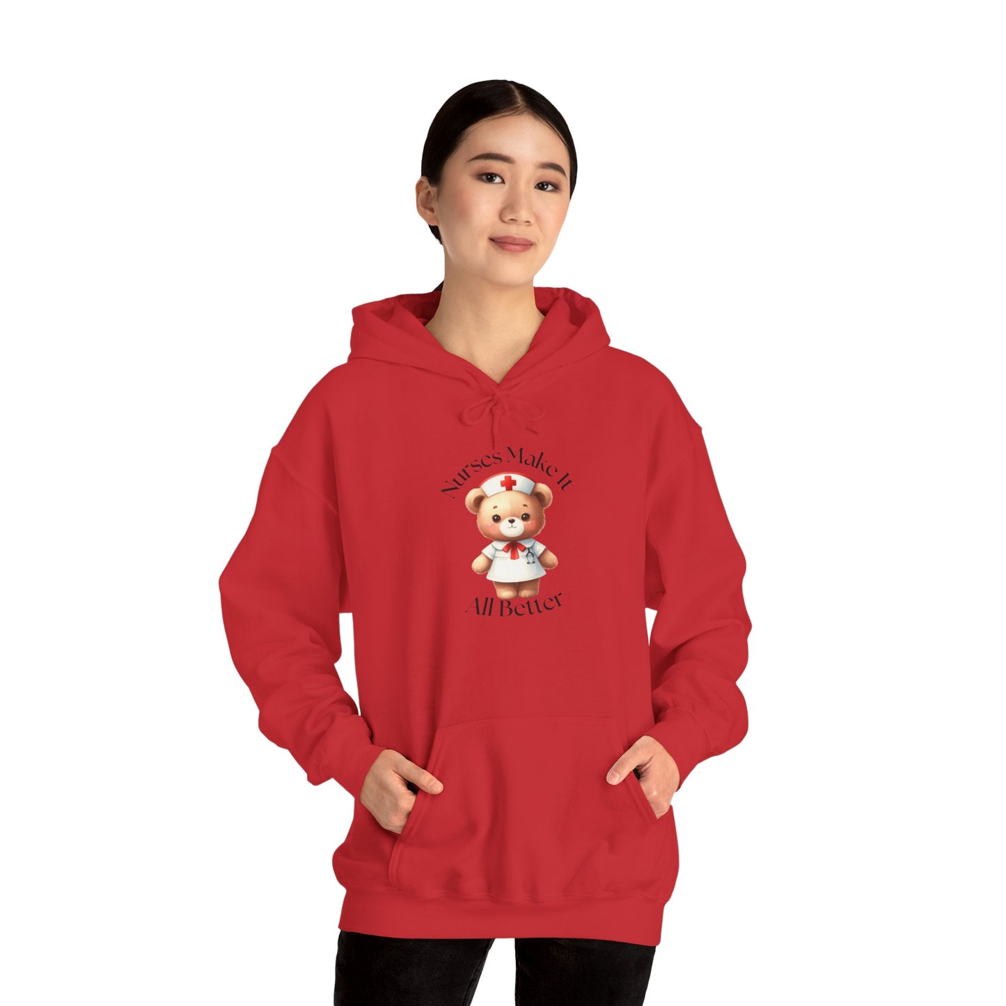 Bear Nurse Hoodie – 'Nurse Makes It All Better' Cute Medical Gift Sweatshirt