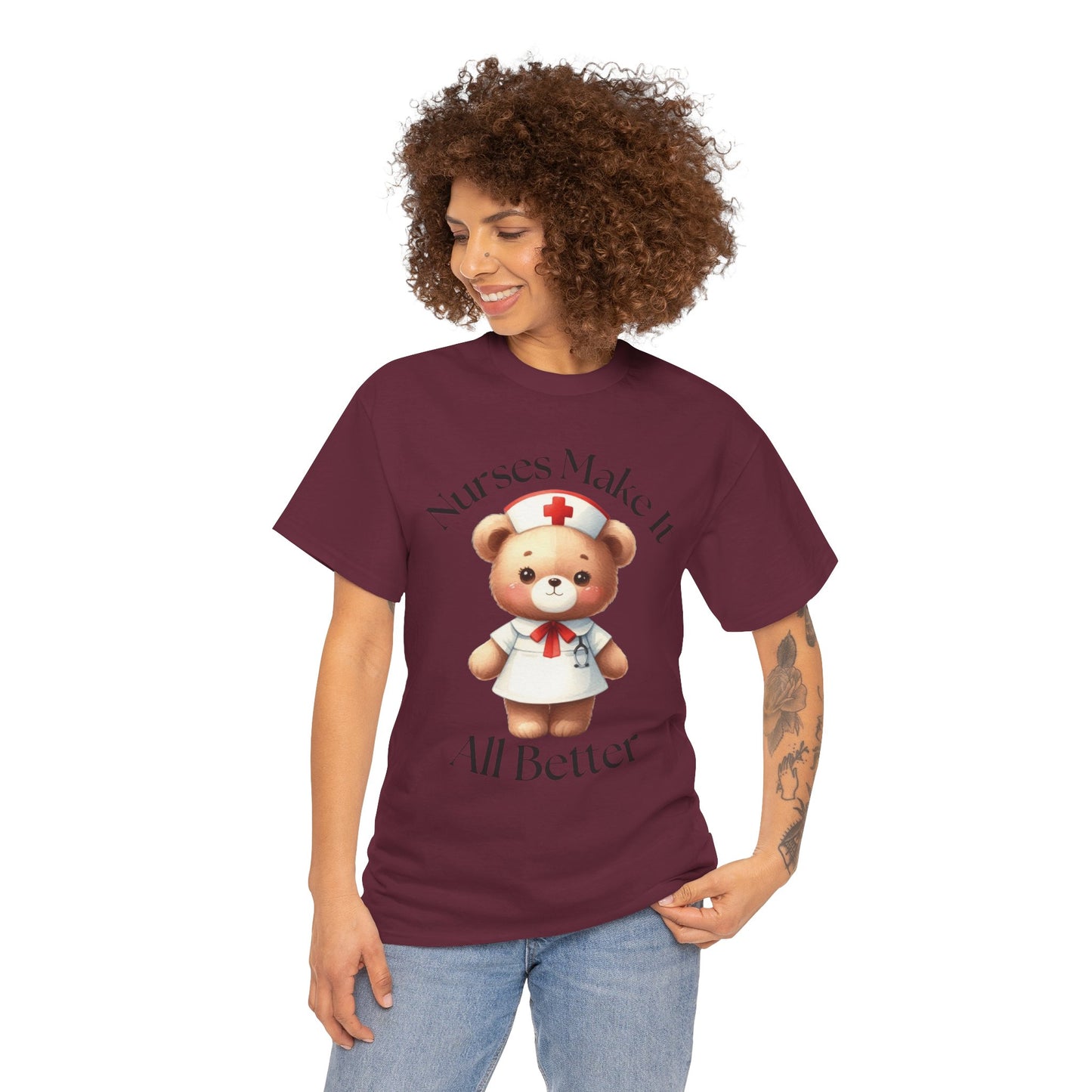 Nurse Appreciation Teddy Bear Tee - Unisex Heavy Cotton T-Shirt