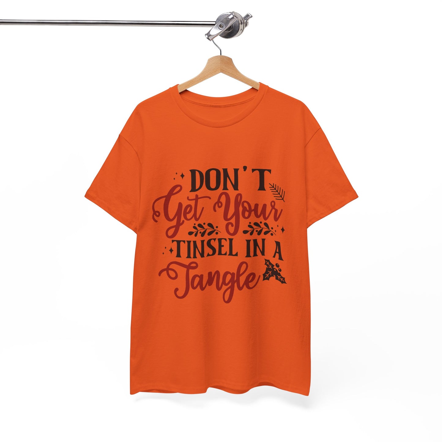 Festive Unisex Cotton Tee - "Don't Get Your Tinsel in a Tangle"