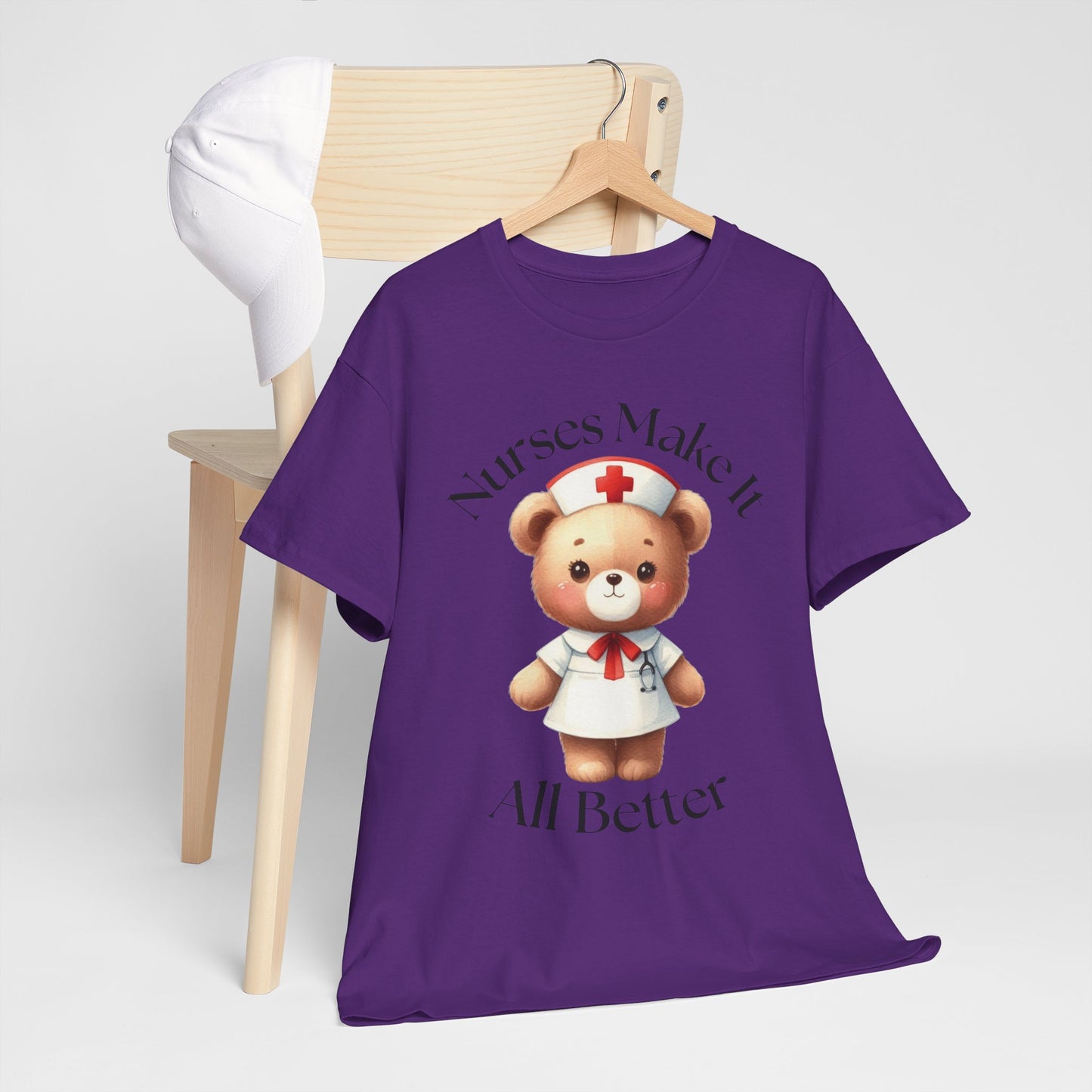 Nurse Appreciation Teddy Bear Tee - Unisex Heavy Cotton T-Shirt