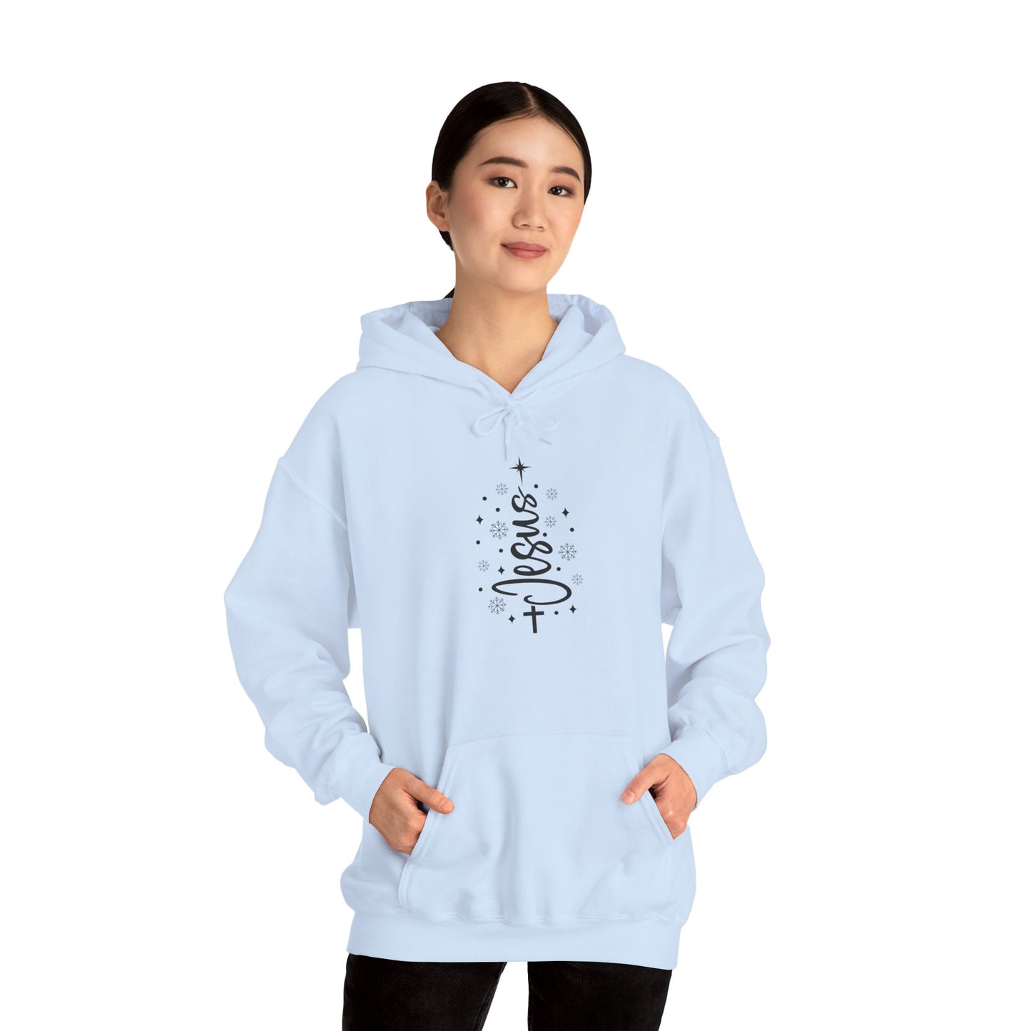 Jesus Script Cross Hoodie — Faith-Inspired Christian Pullover