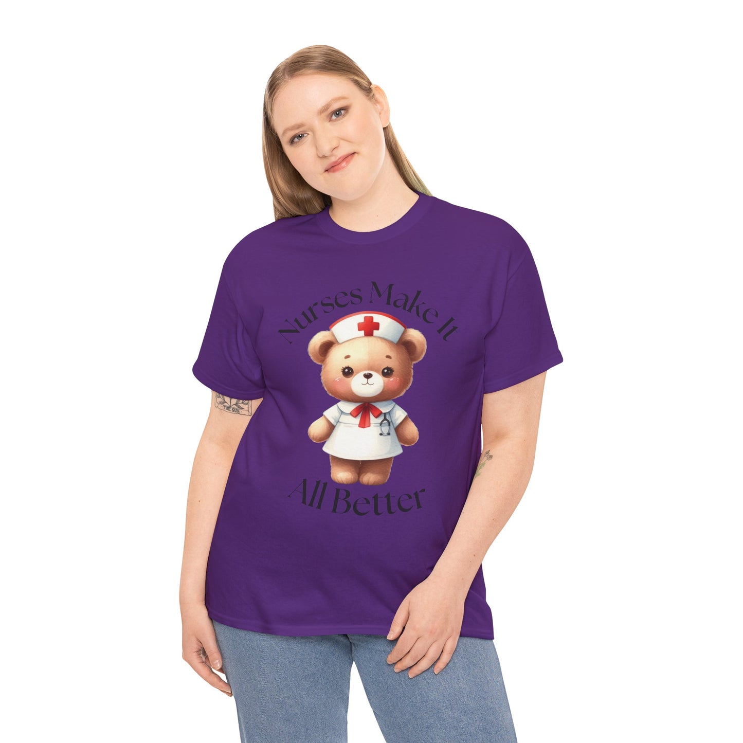 Nurse Appreciation Teddy Bear Tee - Unisex Heavy Cotton T-Shirt