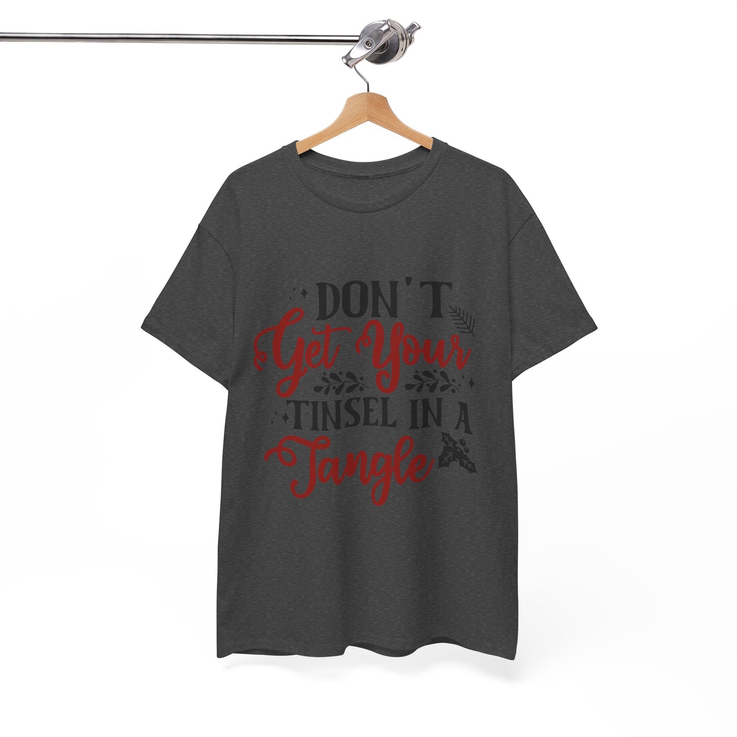 Festive Unisex Cotton Tee - "Don't Get Your Tinsel in a Tangle"