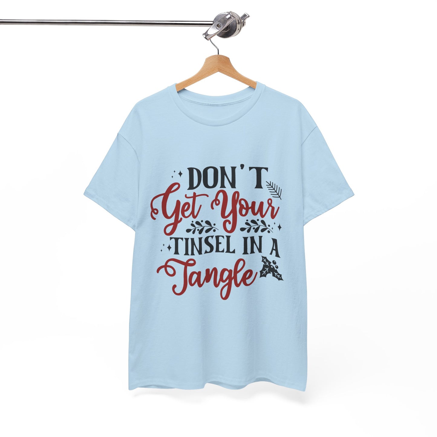Festive Unisex Cotton Tee - "Don't Get Your Tinsel in a Tangle"