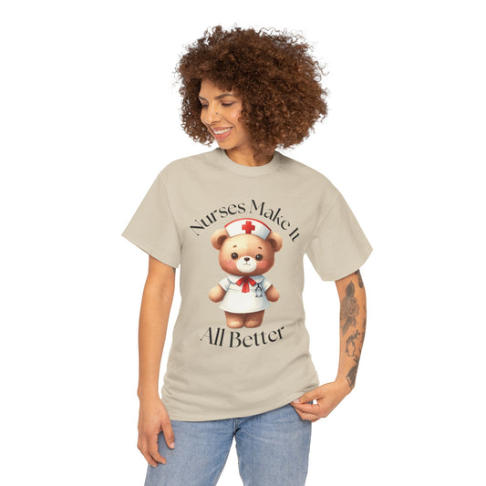 Nurse Appreciation Teddy Bear Tee - Unisex Heavy Cotton T-Shirt