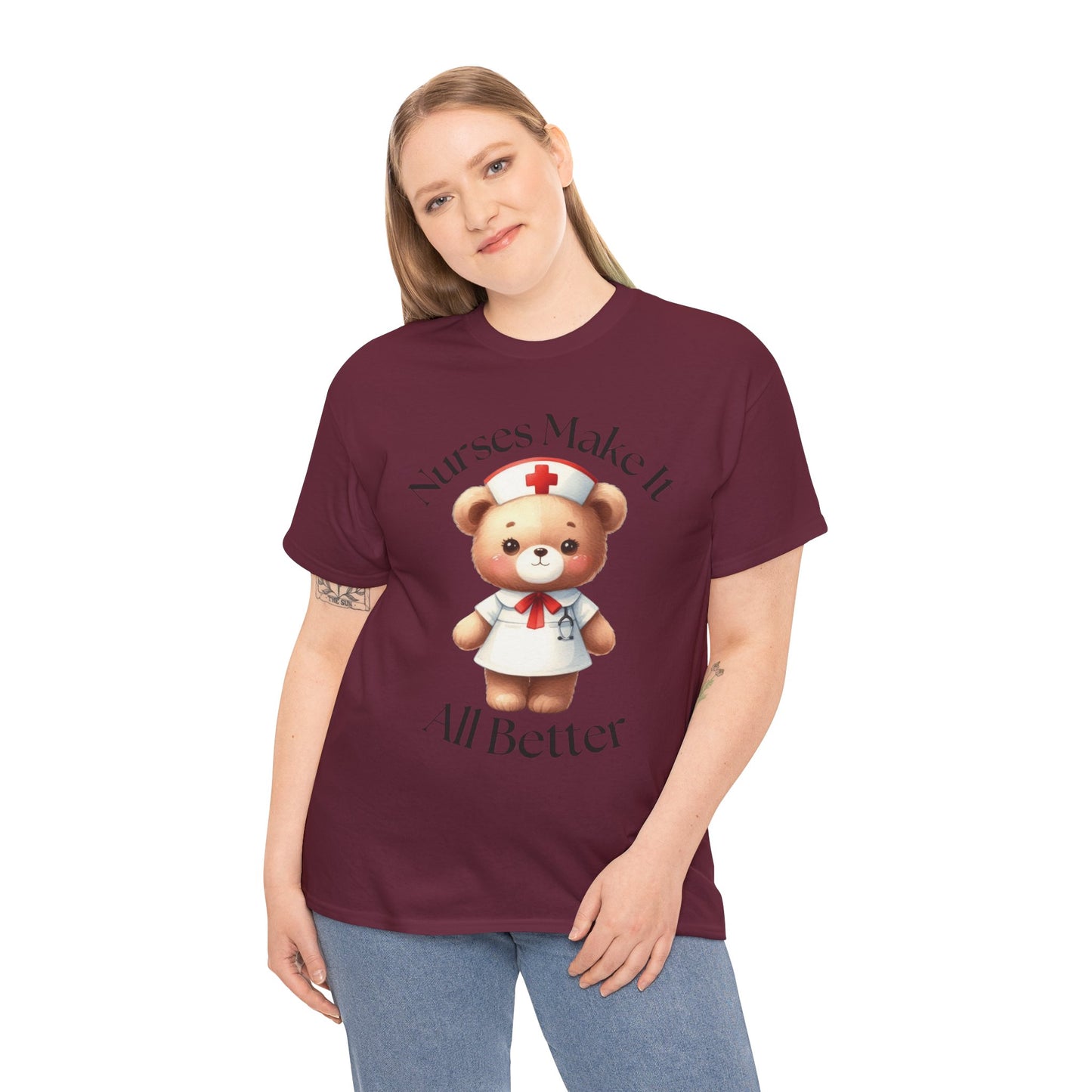 Nurse Appreciation Teddy Bear Tee - Unisex Heavy Cotton T-Shirt