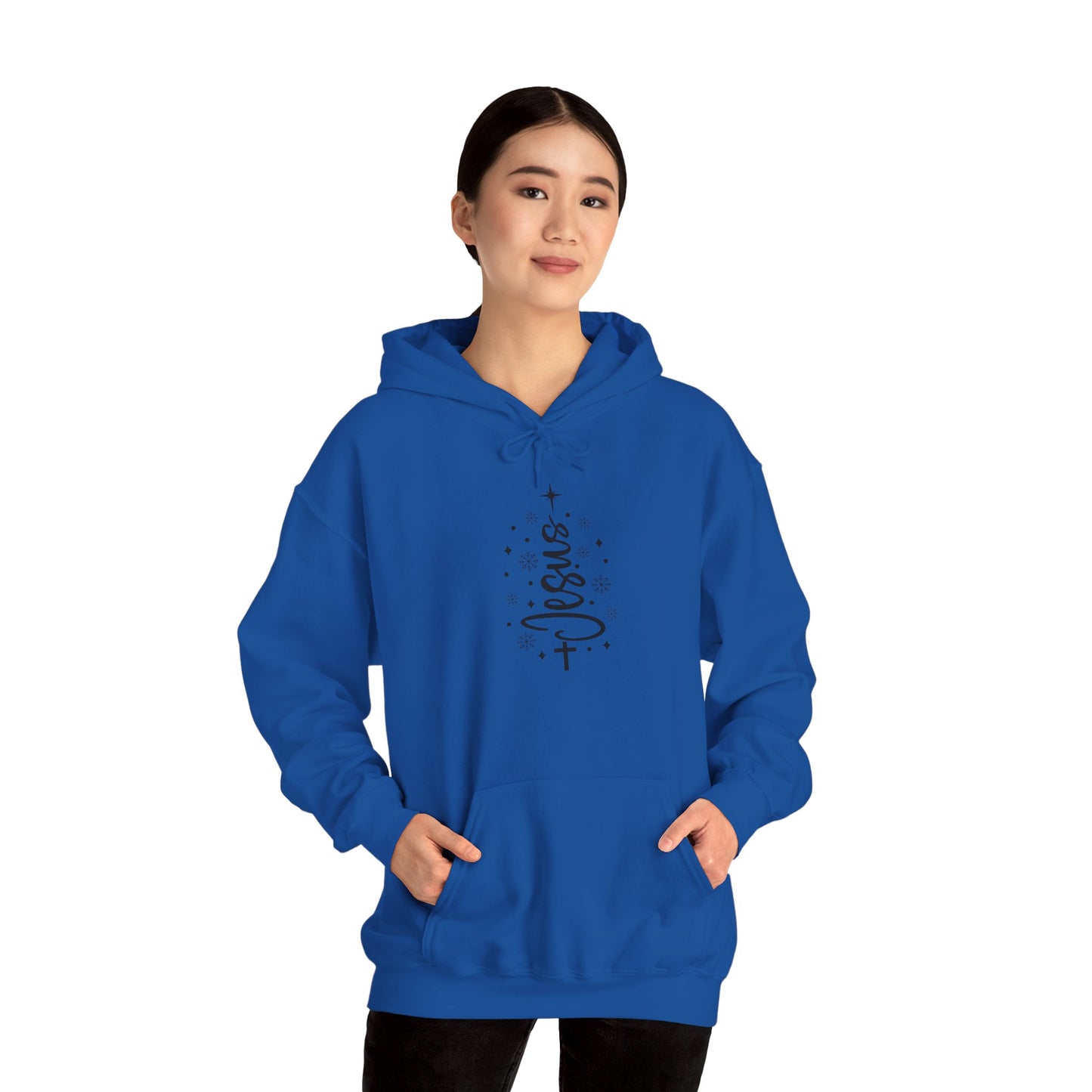 Jesus Script Cross Hoodie — Faith-Inspired Christian Pullover