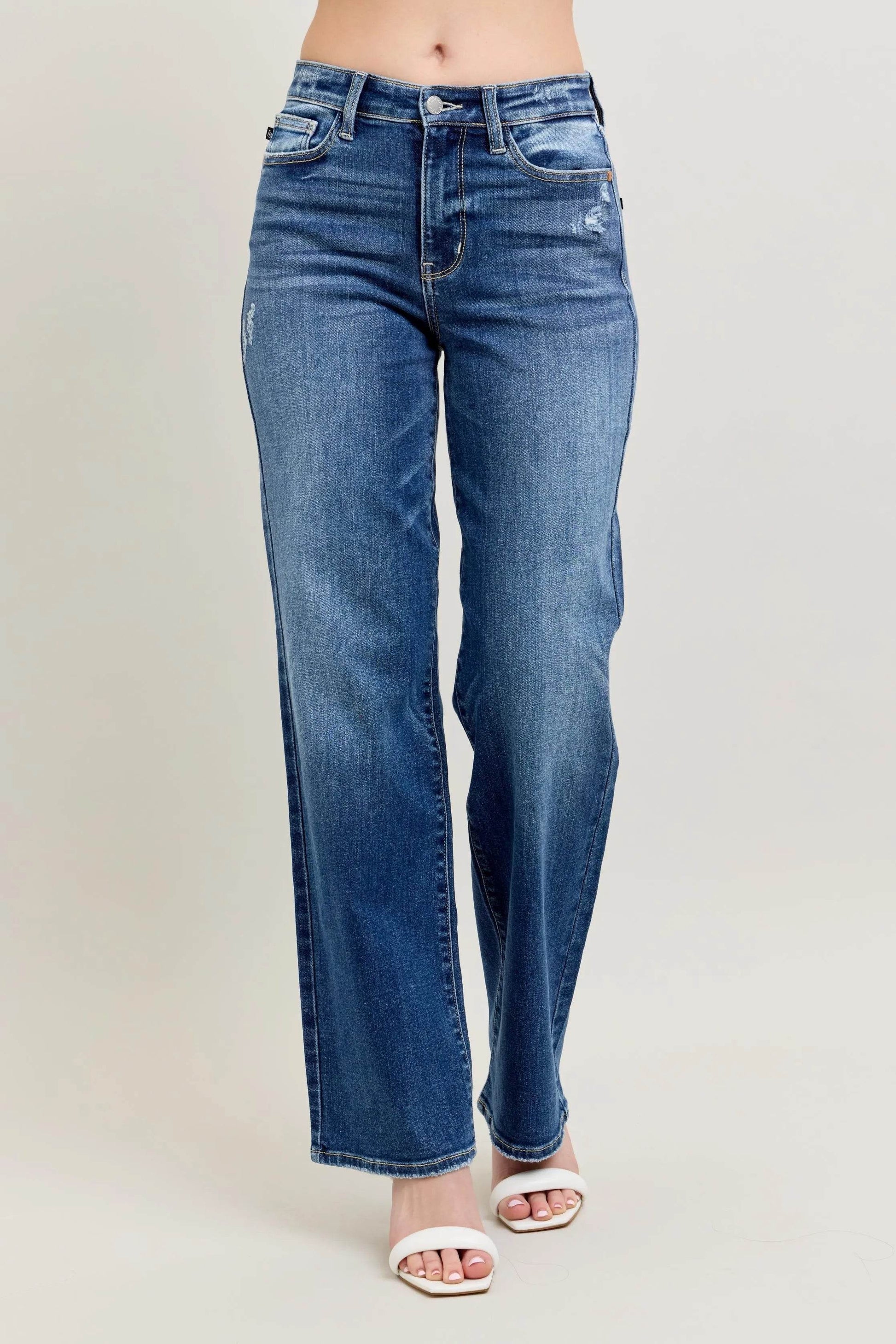 Judy Blue High Waist 90's Straight Leg Jeans Plus Size - Shamelessly Glamorous
