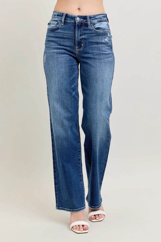Judy Blue High Waist 90's Straight Leg Jeans Plus Size - Shamelessly Glamorous