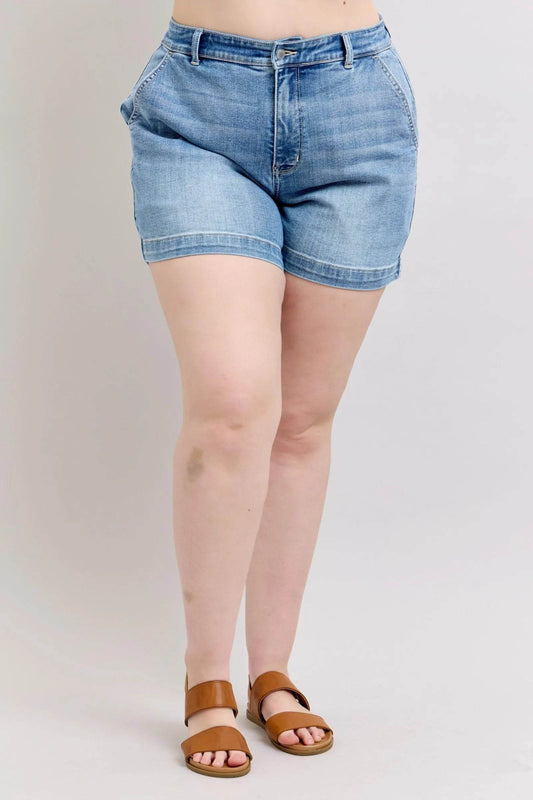 Judy Blue Plus Size High Rise Denim Shorts - Shamelessly Glamorous