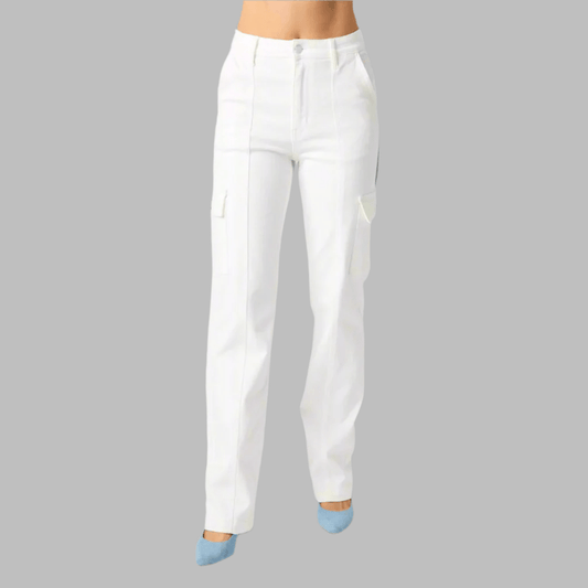 Women's High Rise Cargo Straight Leg Jeans - Shamelessly Glamorous