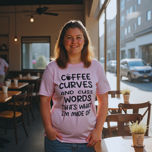 Coffee Curves and Cuss Words Tee