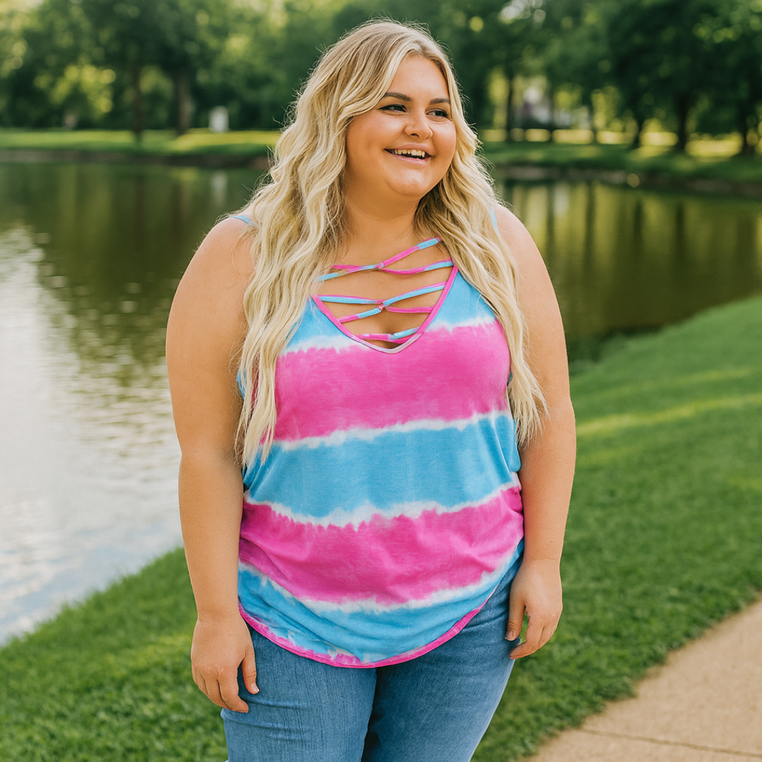 Multi Color Tank Top- Plus Size