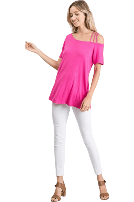 Heimish Flaming Pink Off Shoulder Top - Shamelessly Glamorous